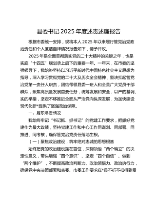 县委书记2025年度述责述廉报告