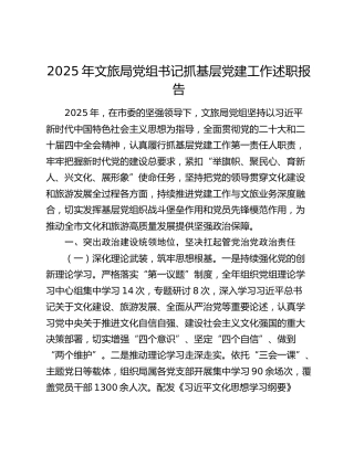 2025年文旅局党组书记抓基层党建工作述职报告
