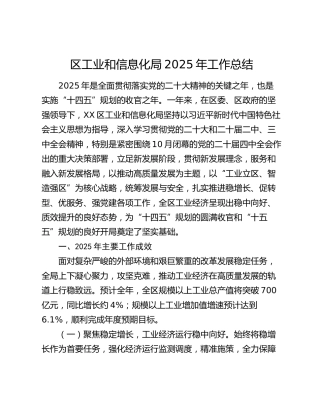 区工业和信息化局2025年工作总结