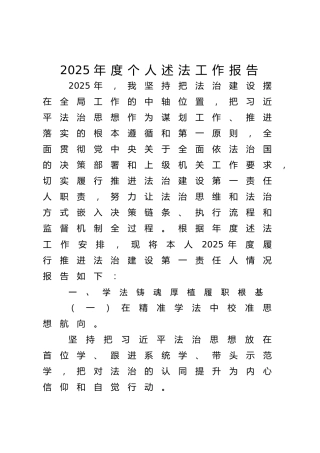 2025年度个人述法工作报告4800字