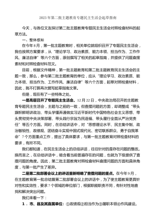 生活会系列第103期（综合）2023年第二批主题教育专题民主生活会对照检查材料起草指南