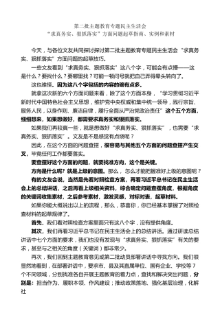 生活会系列第108期（30条）第二批主题教育专题民主生活会“求真务实、狠抓落实”方面问题起草指南、实例和素材