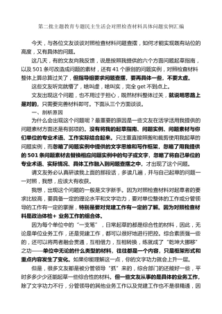生活会系列第111期（112条）第二批主题教育专题民主生活会对照检查材料具体问题实例汇编