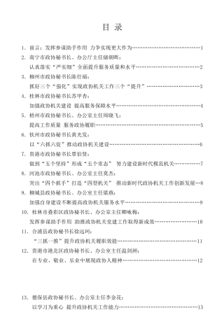 经验交流系列第6期（13篇）广西壮族自治区政协秘书长工作会议发言材料汇编