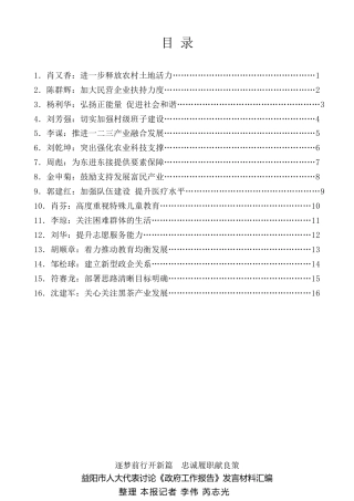 经验交流系列第13期（16篇）益阳市人大代表讨论《政府工作报告》发言材料汇编