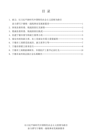 经验交流系列第16期（8篇）宁德市统战系统学习习近平新时代中国特色社会主义思想汇报交流会发言材料汇编