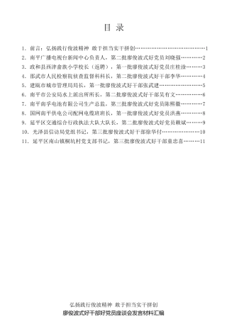 经验交流系列第18期（10篇）南平市廖俊波式好干部好党员座谈会发言材料汇编