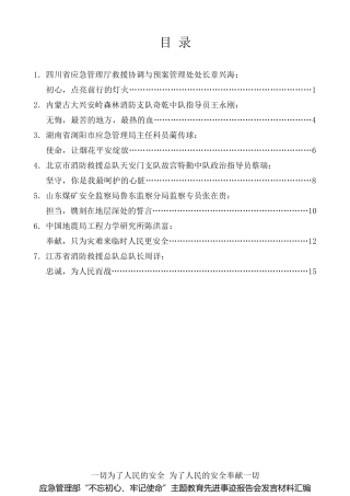经验交流系列第131期（7篇）应急管理部“不忘初心、牢记使命”主题教育先进事迹报告会发言材料汇编