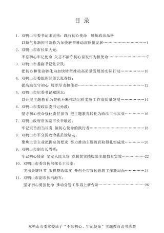 经验交流系列第165期（11篇）双鸭山市委常委班子“不忘初心、牢记使命”主题教育读书班发言材料汇编