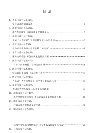 经验交流系列第246期（16篇）山东省“重点工作攻坚年”动员大会发言材料汇编