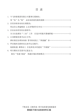 经验交流系列第250期（6篇）婺城区干部大会发言材料汇编