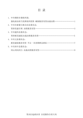 经验交流系列第256期（5篇）辽宁省抓党建促决战决胜脱贫攻坚电视电话会议发言材料汇编