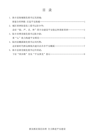 经验交流系列第295期（5篇）汕尾市第二次镇街党（工）委书记工作交流视频会发言材料汇编