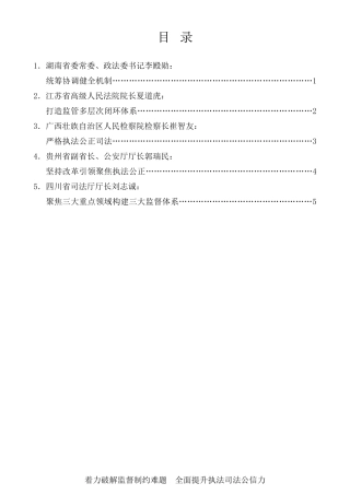经验交流系列第323期（5篇）政法领域全面深化改革推进视频会经验交流发言材料汇编