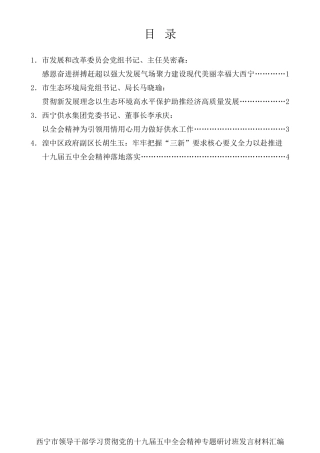 经验交流系列第437期（4篇）西宁市领导干部学习贯彻党的十九届五中全会精神专题研讨班发言材料汇编
