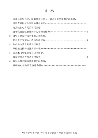 经验交流系列第468期（6篇）沧州市“学习党史担使命  苦干实干促跨越”交流发言材料汇编（三）