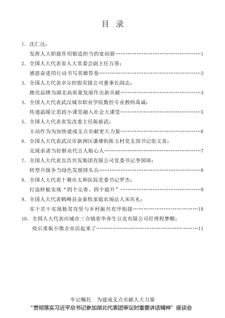 经验交流系列第475期（10篇）“贯彻落实习近平总书记参加湖北代表团审议时重要讲话精神”座谈会发言材料汇编