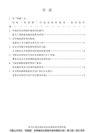 经验交流系列第477期（7篇）马鞍山市深化“放管服”改革暨优化营商环境专题研讨班(第三期)部分学员发言材料汇编