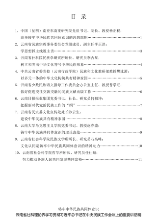 经验交流系列第582期（10篇）云南省社科理论界学习贯彻习近平总书记在中央民族工作会议上的重要讲话精神理论研讨会发言材料汇编