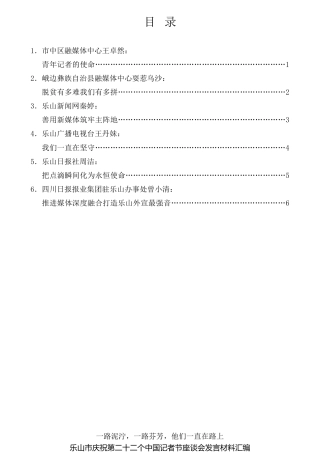 经验交流系列第611期（6篇）乐山市庆祝第二十二个中国记者节座谈会发言材料汇编