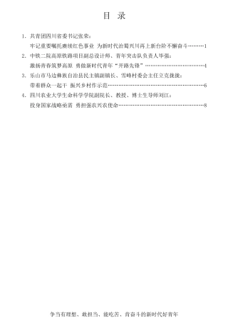 经验交流系列第763期（4篇）四川省学习贯彻习近平总书记在庆祝中国共产主义青年团成立100周年大会上的重要讲话精神座谈会发言材料汇编