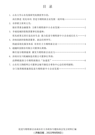 经验交流系列第819期（7篇）促进专精特新企业成长壮大市政协专题协商会发言材料汇编