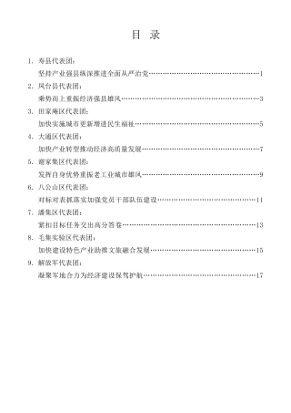 经验交流系列第911期（9篇）淮南市人大代表分组审议讨论《政府工作报告》发言材料汇编