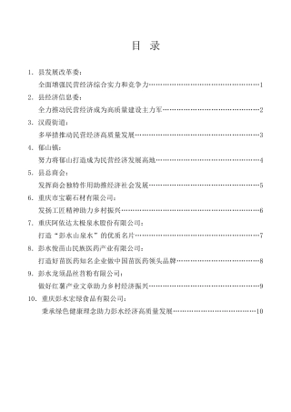 经验交流系列第1026期（10篇）彭水县推动民营经济高质量发展大会上的发言材料汇编