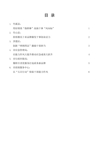 经验交流系列第1041期（6篇）十堰市加强能力作风建设工作推进会经验交流发言材料汇编