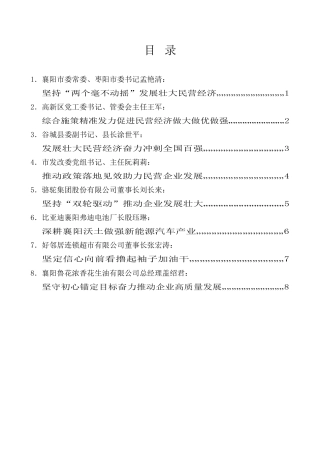 经验交流系列第1055期（8篇）襄阳市民营经济发展大会交流发言材料汇编