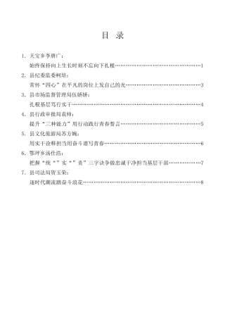 经验交流系列第1108期（7篇）竹溪县年轻干部座谈会发言材料汇编