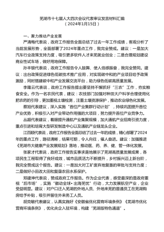 经验交流系列第1120期（1篇）芜湖市十七届人大四次会议代表审议发言材料汇编（分组）