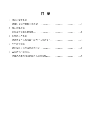 经验交流系列第1132期（5篇）玉溪市抓经济促发展成绩突出乡镇（街道）和开发区交流发言材料汇编