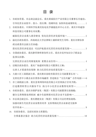 经验交流系列第1355期（11篇）重庆市政协民营企业家委员座谈会发言材料汇编