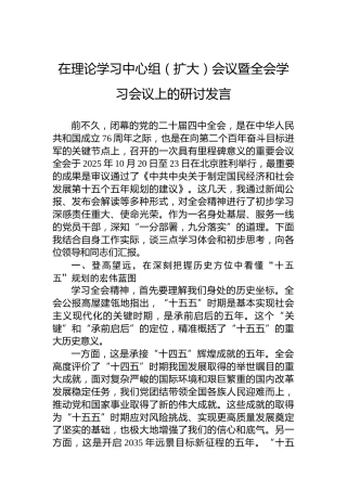 在理论学习中心组（扩大）会议暨四中全会学习会议上的研讨发言