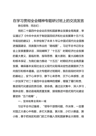 在学习贯彻四中全会精神专题研讨班上的交流发言