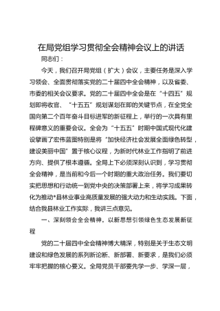 在局党组学习贯彻四中全会精神会议上的讲话