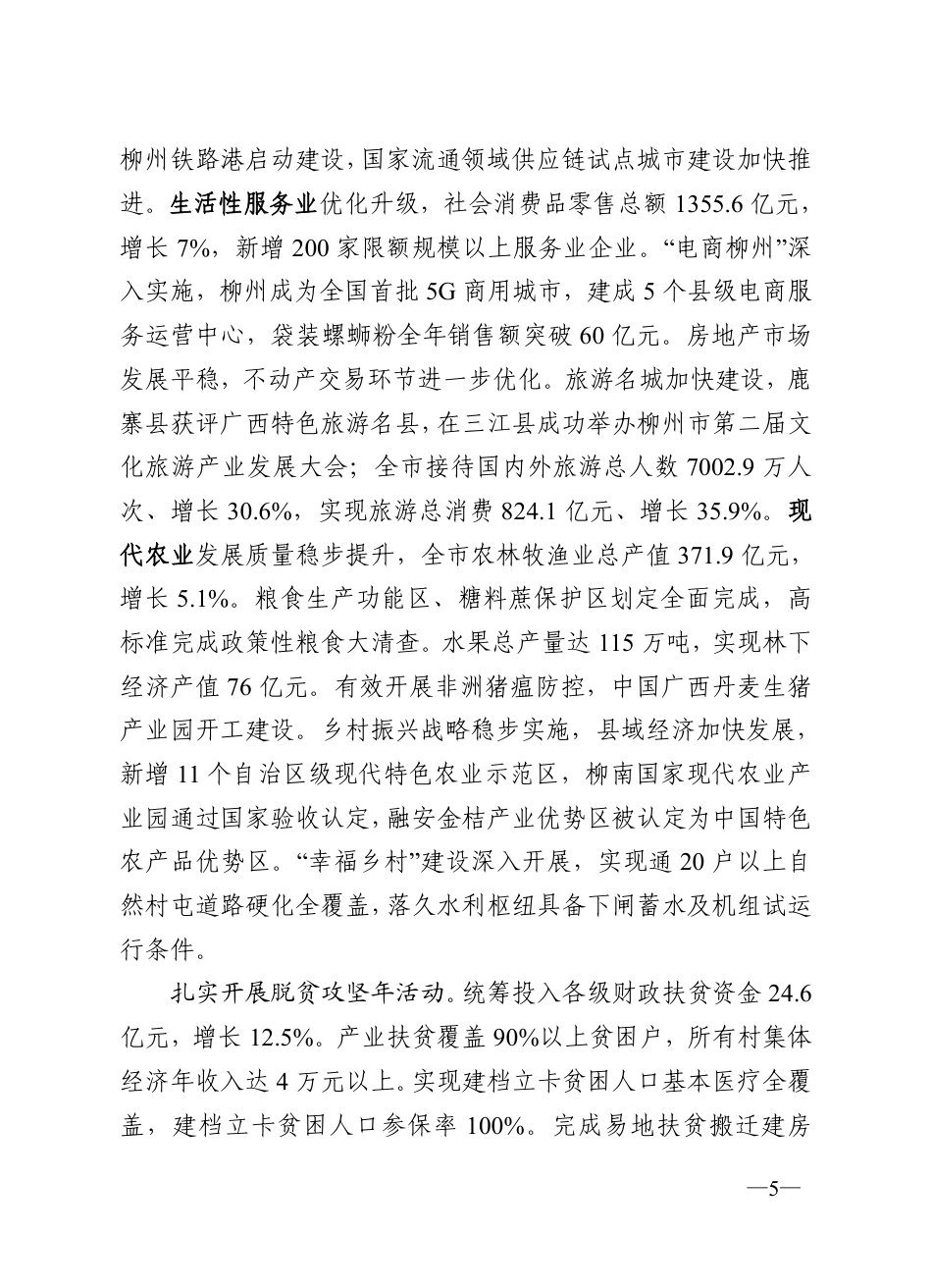 2020年柳州市政府工作报告_第5页