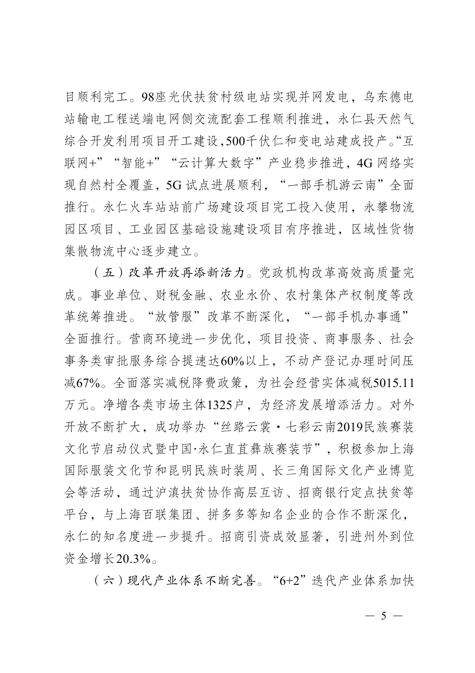 （云南省）2020年永仁县人民政府工作报告_第5页