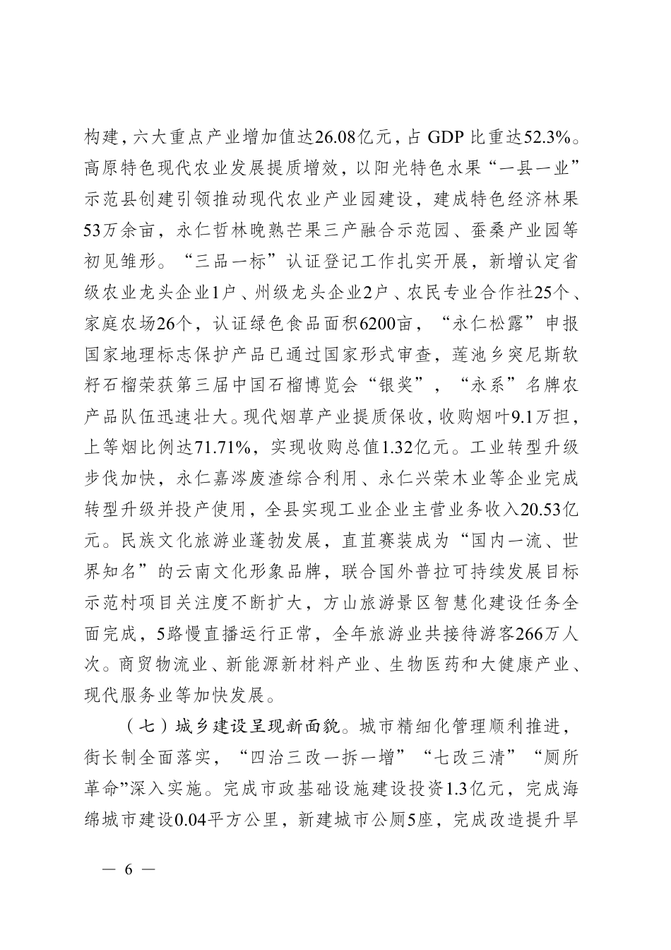 （云南省）2020年永仁县人民政府工作报告_第6页