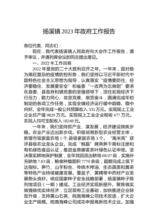 扬溪镇2023年政府工作报告（20230112）