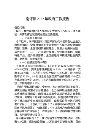 南坪镇2022年政府工作报告（20221215）