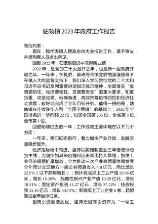 姑孰镇2023年政府工作报告（20230107）