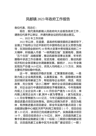 凤都镇2023年政府工作报告（20221215）
