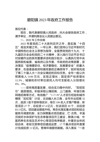 碧阳镇2023年政府工作报告（20230113）