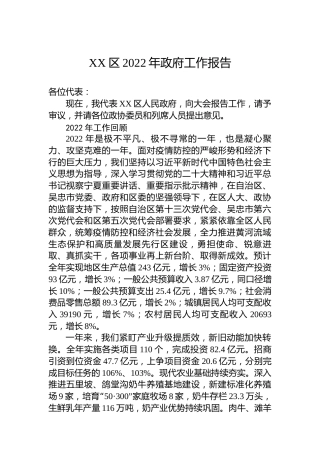 XX区2022年政府工作报告（20221215）