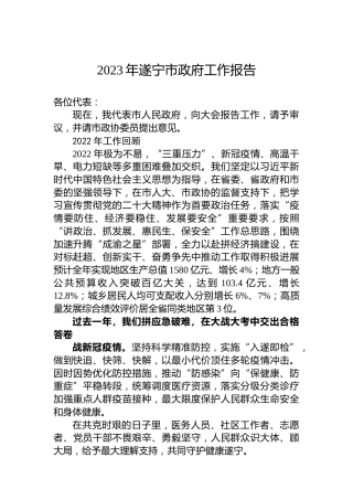 2023年遂宁市政府工作报告（20230103）