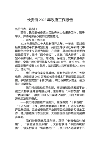 长安镇2023年政府工作报告(20230111)