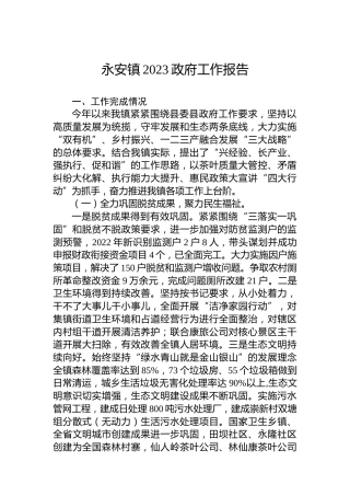 永安镇2023政府工作报告(20230222)