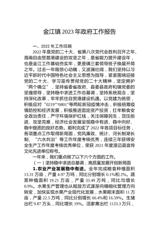 金江镇2023年政府工作报告(20230301)